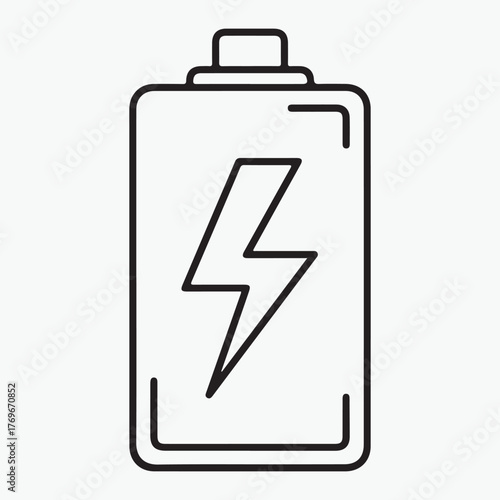Illustration of a battery with a lightning bolt symbol indicating power, energy and electricity concept in vector format