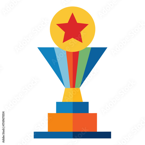 Employee Achievement Trophy Corporate Recognition Excellence Award Vector Illustration