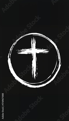 Grunge Cross in Hand‑Drawn Circle