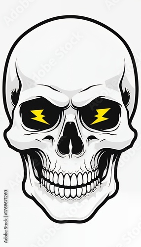 Skull with Lightning-Bolt Eyes