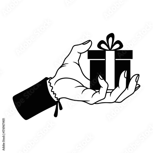 vector illustration of a crawling severed hand line art silhouette