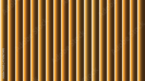 Abstract background of vertical golden blinds with warm light and shadow creating a textured pattern