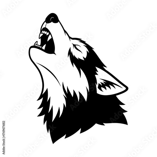 vector illustration of a howling werewolf head lineart silhouette