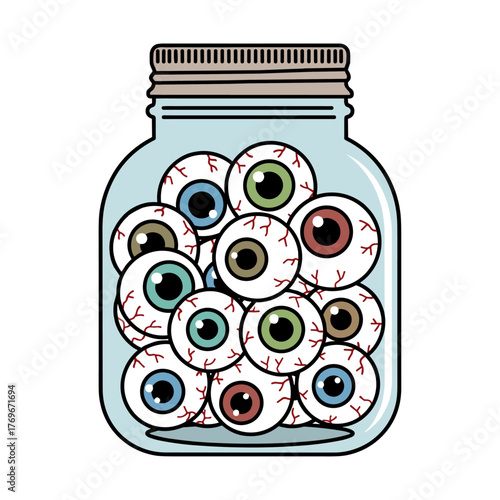 vector illustration of a jar filled with eyeballs