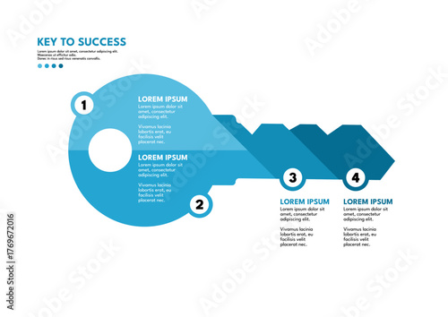 Key to success infographic with four steps