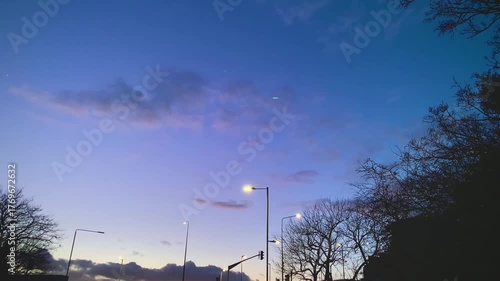 Dramatic Sky After Sunset, Clouds, Streetlights, Street Lights, Holland Park Roundabout (A402 Road - Shepherd’s Bush Green), Outer West London