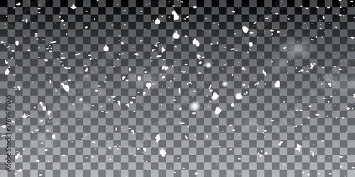 White snowflakes on a transparent background.  Vector illustration.