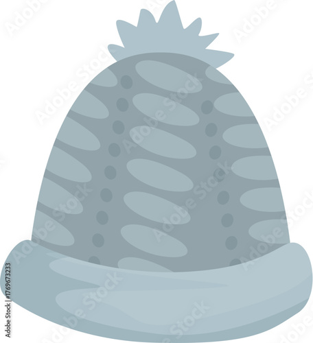 Cozy knitted winter hat with a fluffy pompom, offering warmth and style during the cold season