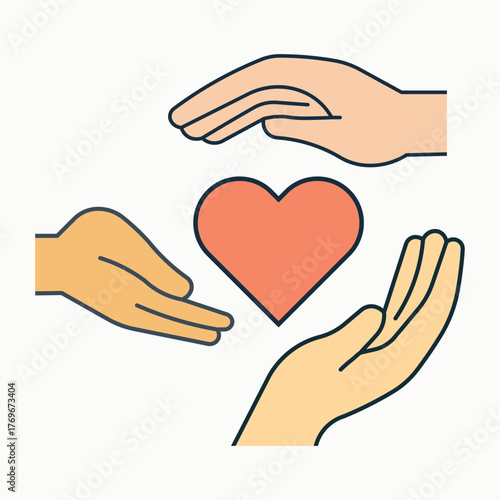 Helping hands giving love and care illustration