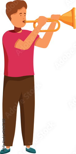 Musician playing trumpet, creating beautiful music with wind instrument