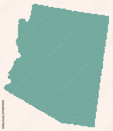 Arizona shape rings. State map formed by stacked circles. Arizona boundary shape design. Trending vector illustration.