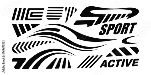 Dynamic Sporty Graphic Decal Collection for Active Lifestyles and Vehicle Customization