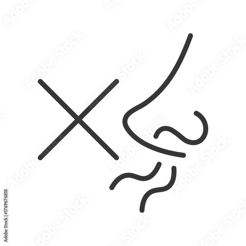 do not inhale the sign, no smell icon, thin line vector illustration eps10