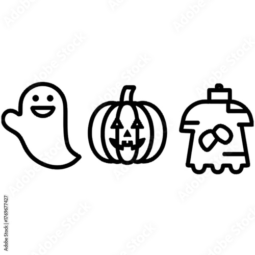 set of halloween icon elements illustrations