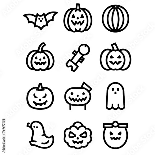 set of halloween icon elements illustrations
