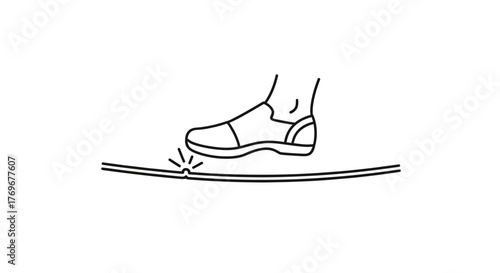 Minimalist Illustration Of A Foot Stepping On A Damaged Cable Depicting Destruction