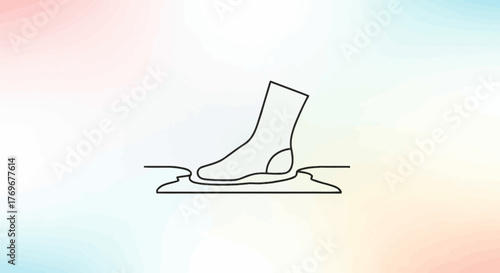 Minimalist Illustration Of A Foot In A Sock Stepping On A Liquid Surface