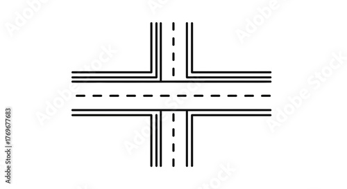 Minimalist Intersection Road Design Depicting Crossroads and Directional Navigation