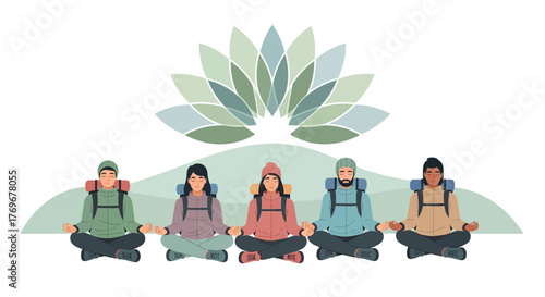 Meditative Hikers: Exploring Inner Peace and Mindfulness Under the Gentle Lotus