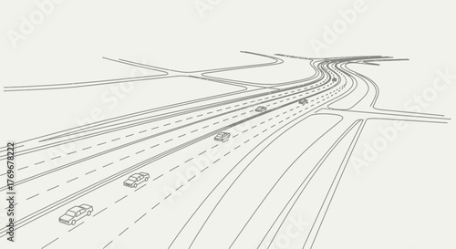 Minimalist Highway Scheme Illustrating Automated Transport and Connected Mobility Systems