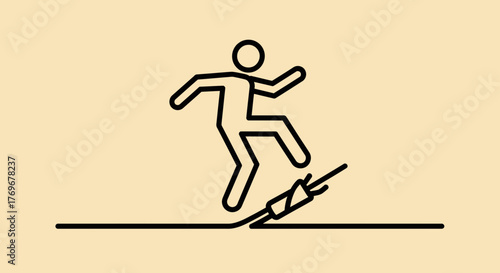 Minimalist Illustration Depicting A Trip Hazard And Potential Workplace Danger