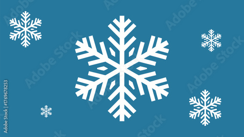 Crisp white snowflakes gracefully descend against a vibrant, cool blue backdrop, evoking winter's tranquil beauty and festive holiday spirit.