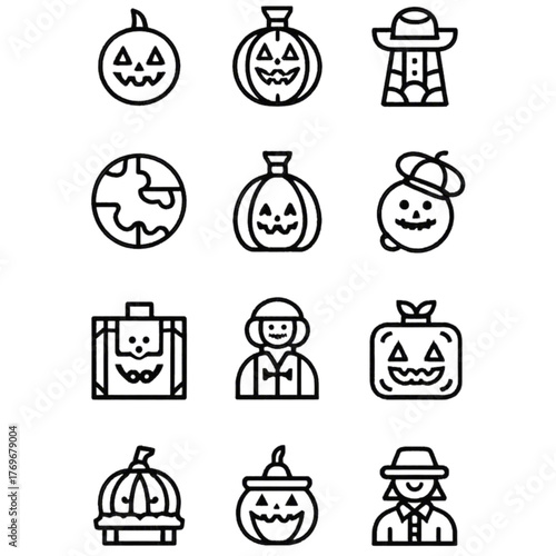 set of halloween icon elements illustrations