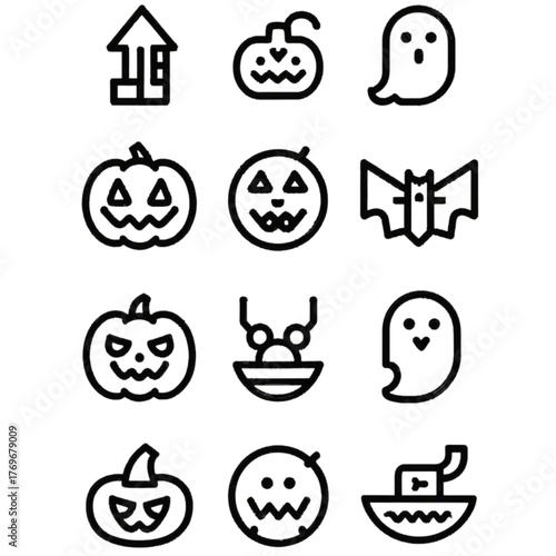 set of halloween icon elements illustrations