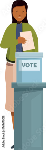 Woman exercising her right to vote, participating in democratic process, contributing to society's future