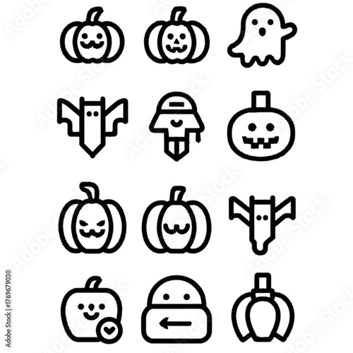 set of halloween icon elements illustrations
