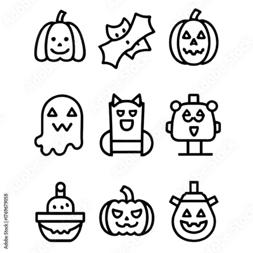 set of halloween icon elements illustrations