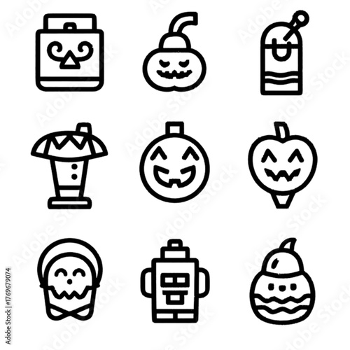 set of halloween icon elements illustrations