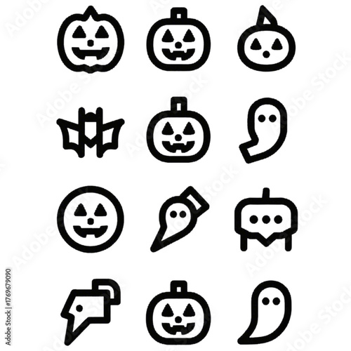 set of halloween icon elements illustrations