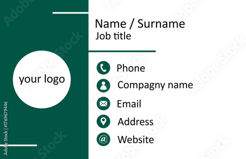 Business card template blue green modern minimalist