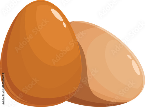 Two shiny, fresh eggs symbolize healthy eating and breakfast preparation