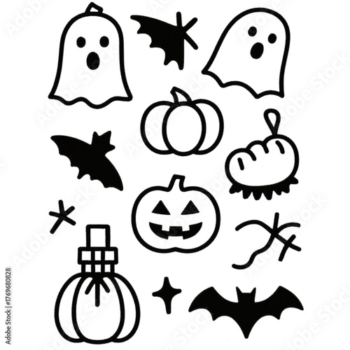 set of halloween icon elements illustrations