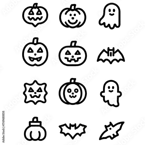 set of halloween icon elements illustrations