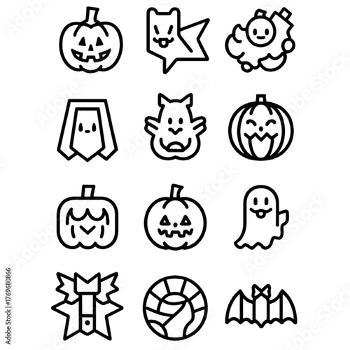 set of halloween icon elements illustrations