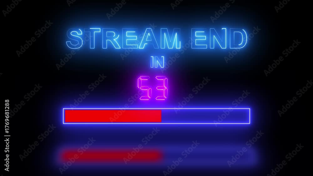 Vibrant neon stream end text animation with a black background.