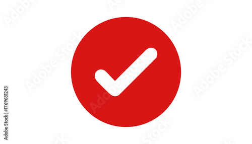 Red circle tick - alert confirmation, accepted symbol
