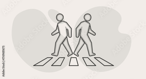Pedestrian Crossing Symbol Two Individuals Walking On Zebra Crossroad Graphic Design