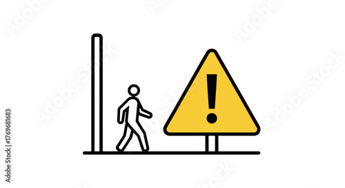 Pedestrian Alert: A Visual Reminder of Danger and Potential Hazard Ahead