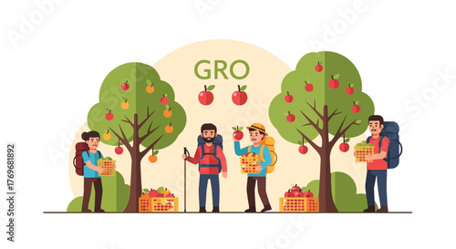 People Harvesting Apples From Apple Trees During a Beautiful Autumn Season