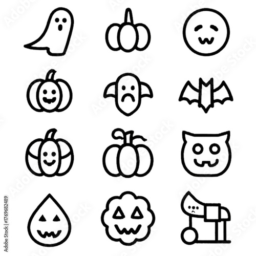 set of halloween icon elements illustrations