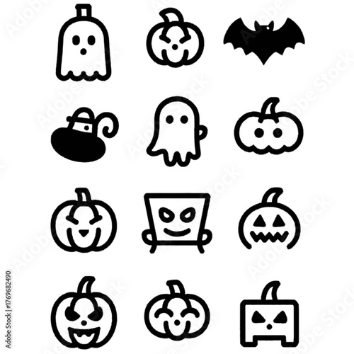 set of halloween icon elements illustrations