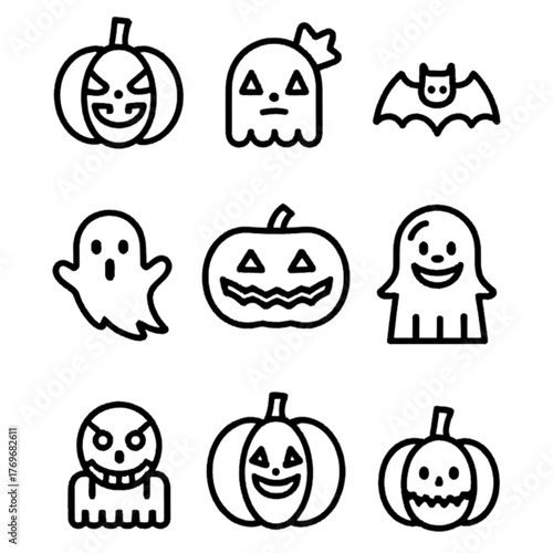 set of halloween icon elements illustrations
