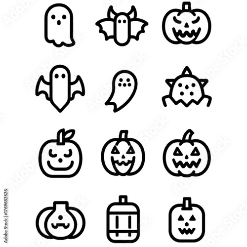 set of halloween icon elements illustrations