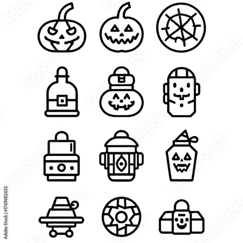 set of halloween icon elements illustrations