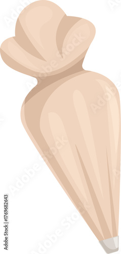 Beige reusable piping bag with metal tip for decorating cakes, cupcakes, and other desserts