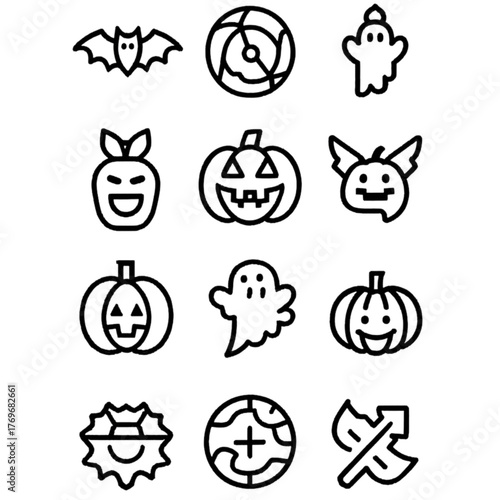 set of halloween icon elements illustrations